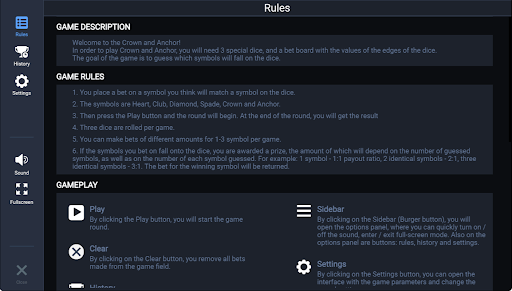 Evoplay Crown and Anchor Features